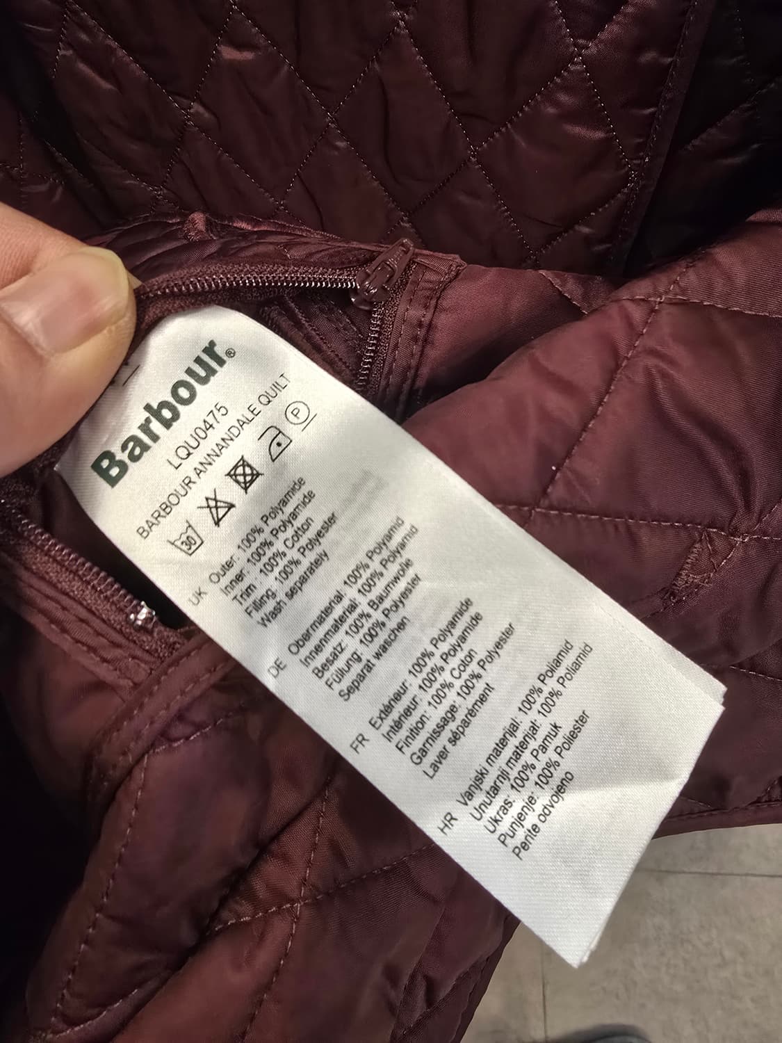 바버 퀼팅 자켓 버건디 코듀로이 카라 상품이미지6