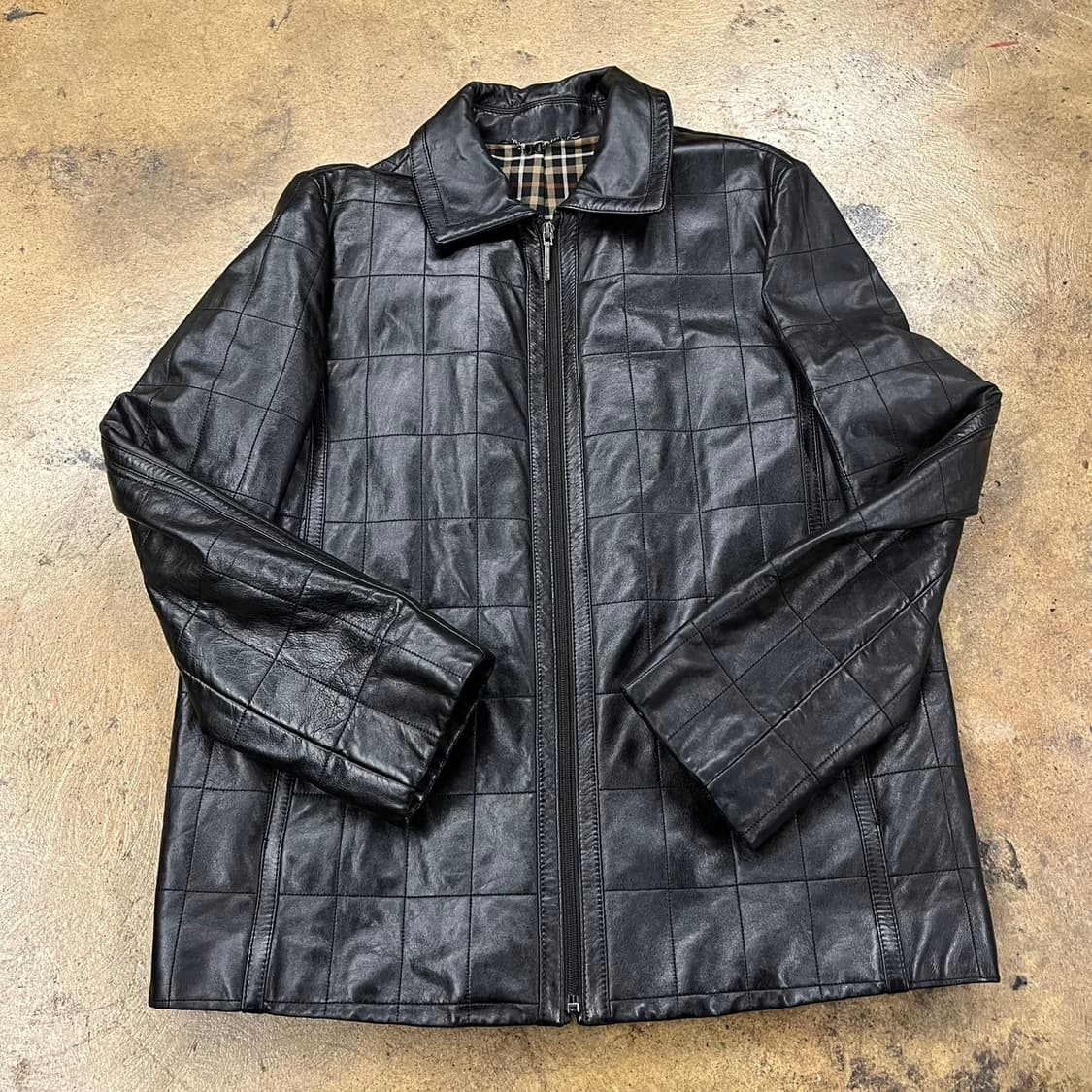[정품/95] 닥스 런던 블랙 퀼팅 가죽 자켓 b16 상품이미지2