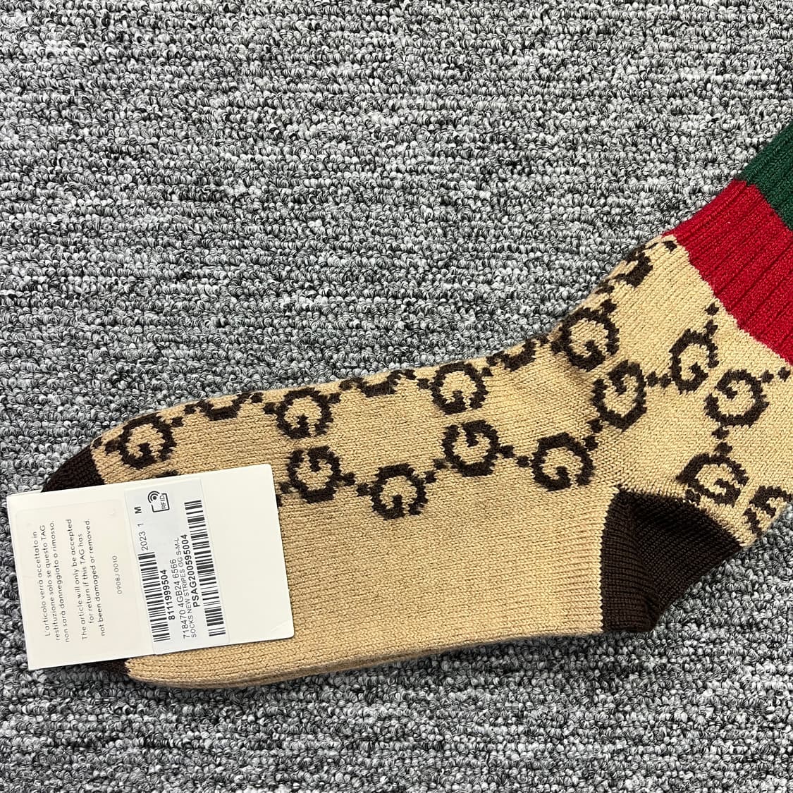 새상품 구찌 양말 GG 로고 스트라이프 울 롱삭스 니삭스 L 사이즈 상품이미지4