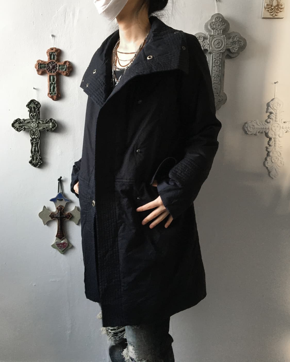 High neck long jacket 상품이미지5