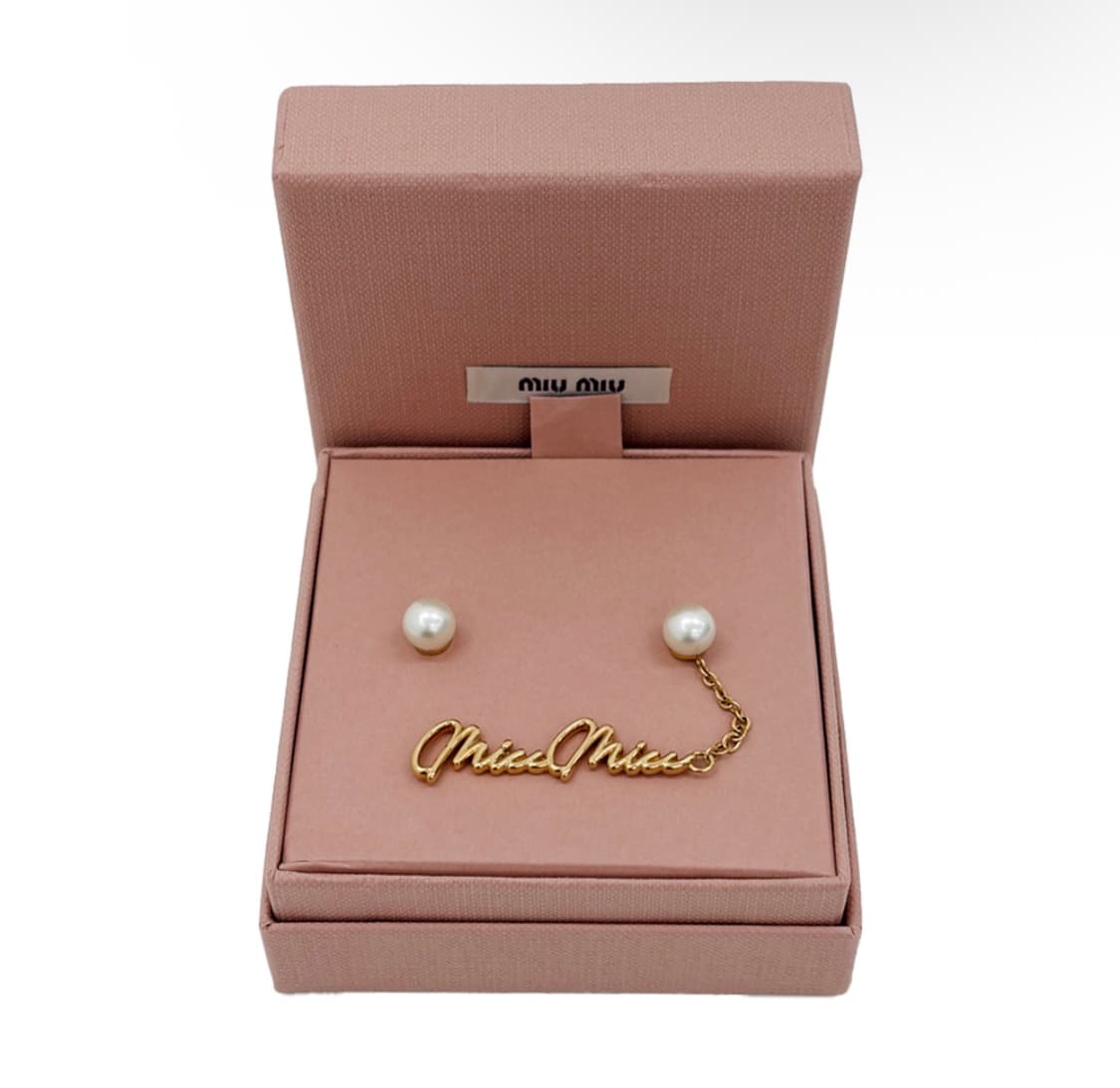 [OS] 미우미우 여성 펄 진주 레터링 로고 체인 피어싱 이어링 귀걸이 상품이미지7