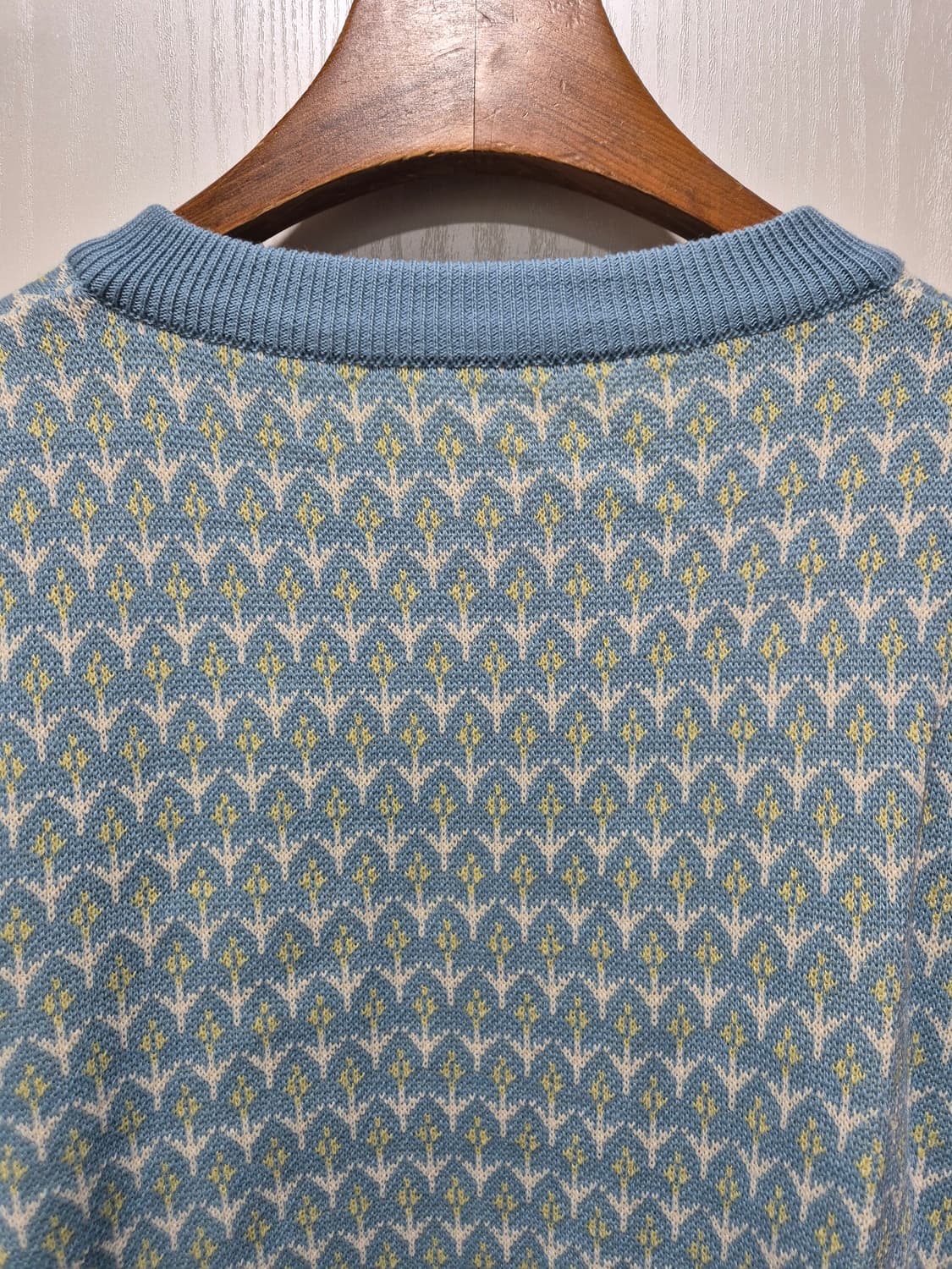 빈티지 패턴 크롭 가디건 하늘색 상품이미지7