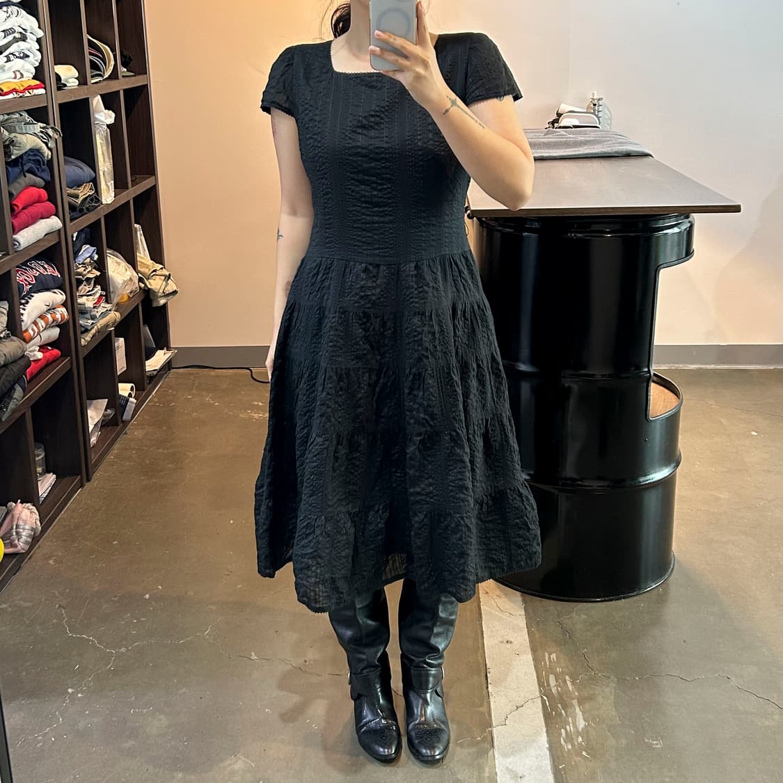 블랙 퍼프 캉캉 빈티지 원피스 상품이미지1