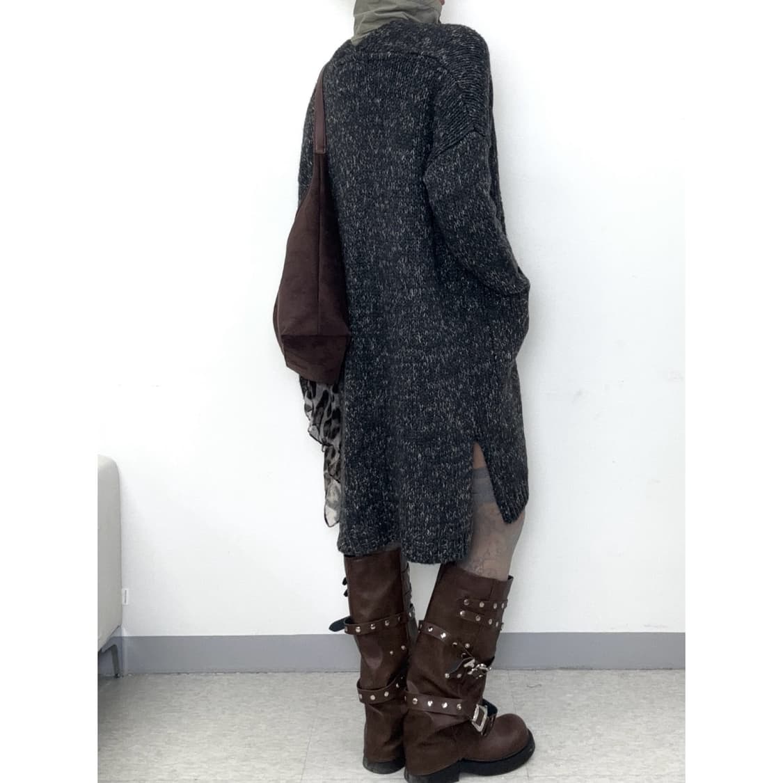 빈티지 락시크 차콜 롱 가디건 상품이미지3