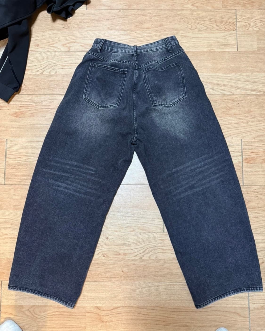 (28~30size) 와이드핏 워싱 흑청 데님팬츠 상품이미지2