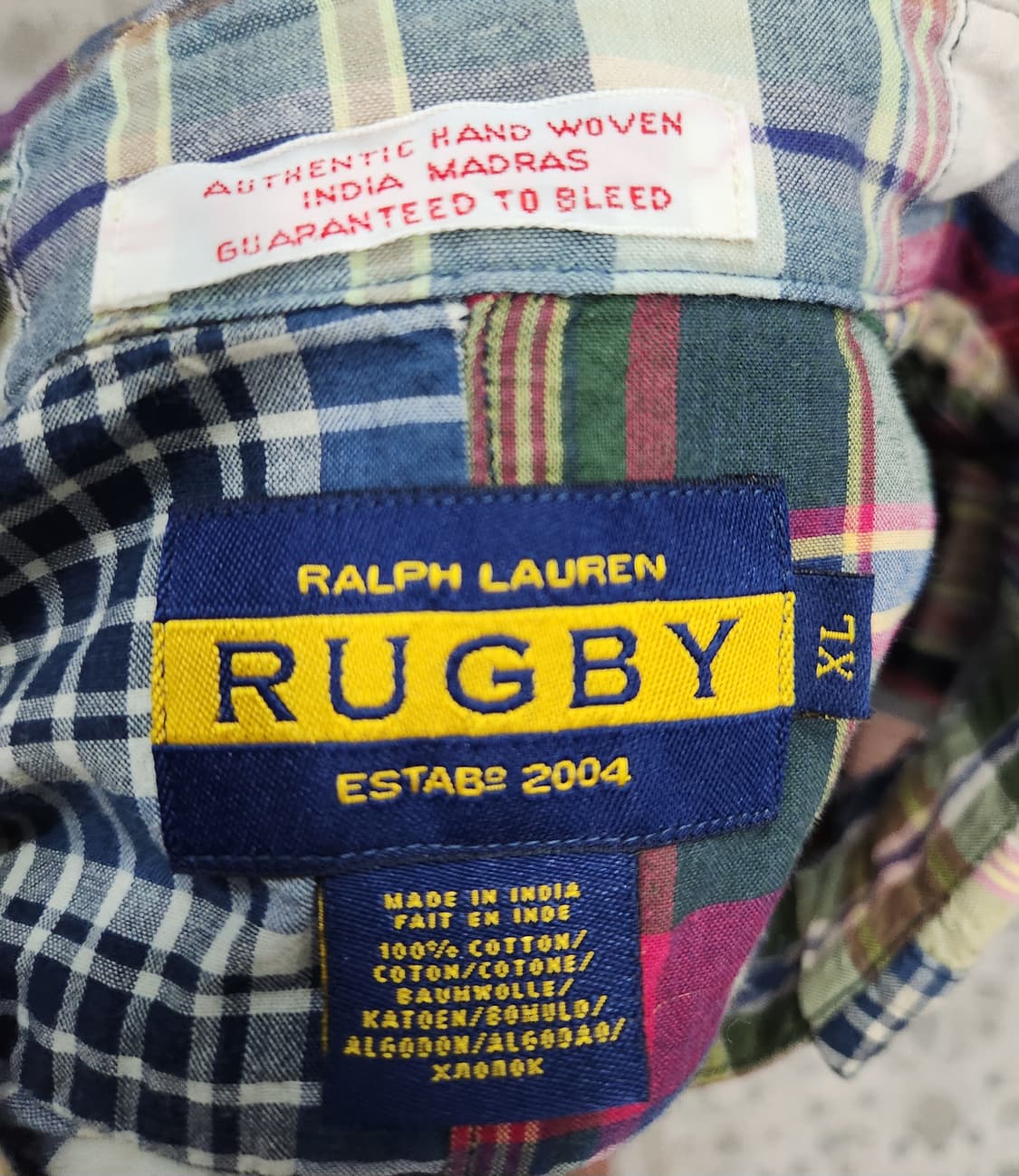 폴로 랄프로렌RUGBY 마드라스 패치워크 셔츠 XL 상품이미지3