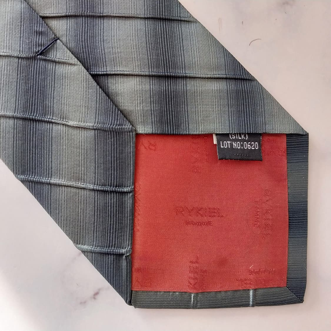 소니아리키엘 실크 그린 스트라이프 넥타이 9.9cm A+등급 K1552
 상품이미지10