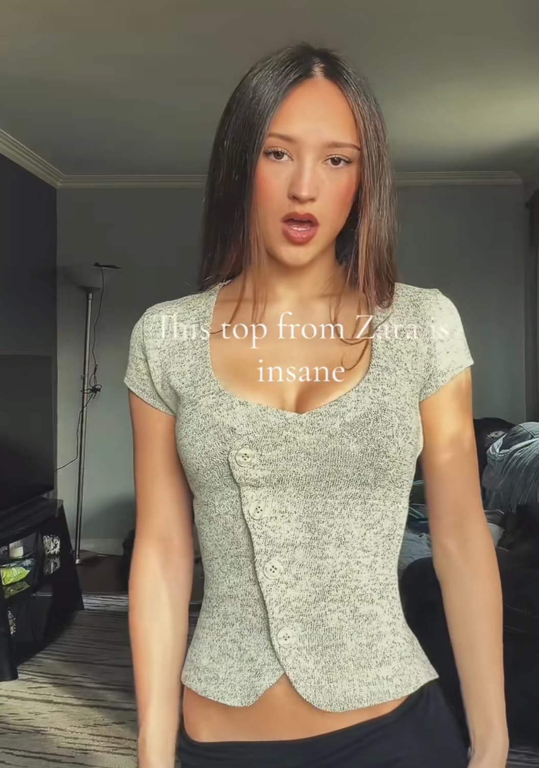 ZARA 자라 러스틱 버튼 탑, 자라 니트 티셔츠, 자라 니트 탑 상품이미지2