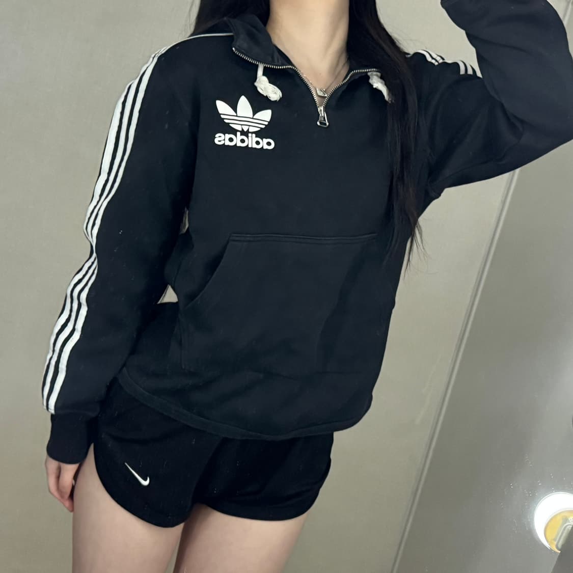 아디다스 빅파이어버드 로고 반집업 후드티 상품이미지2