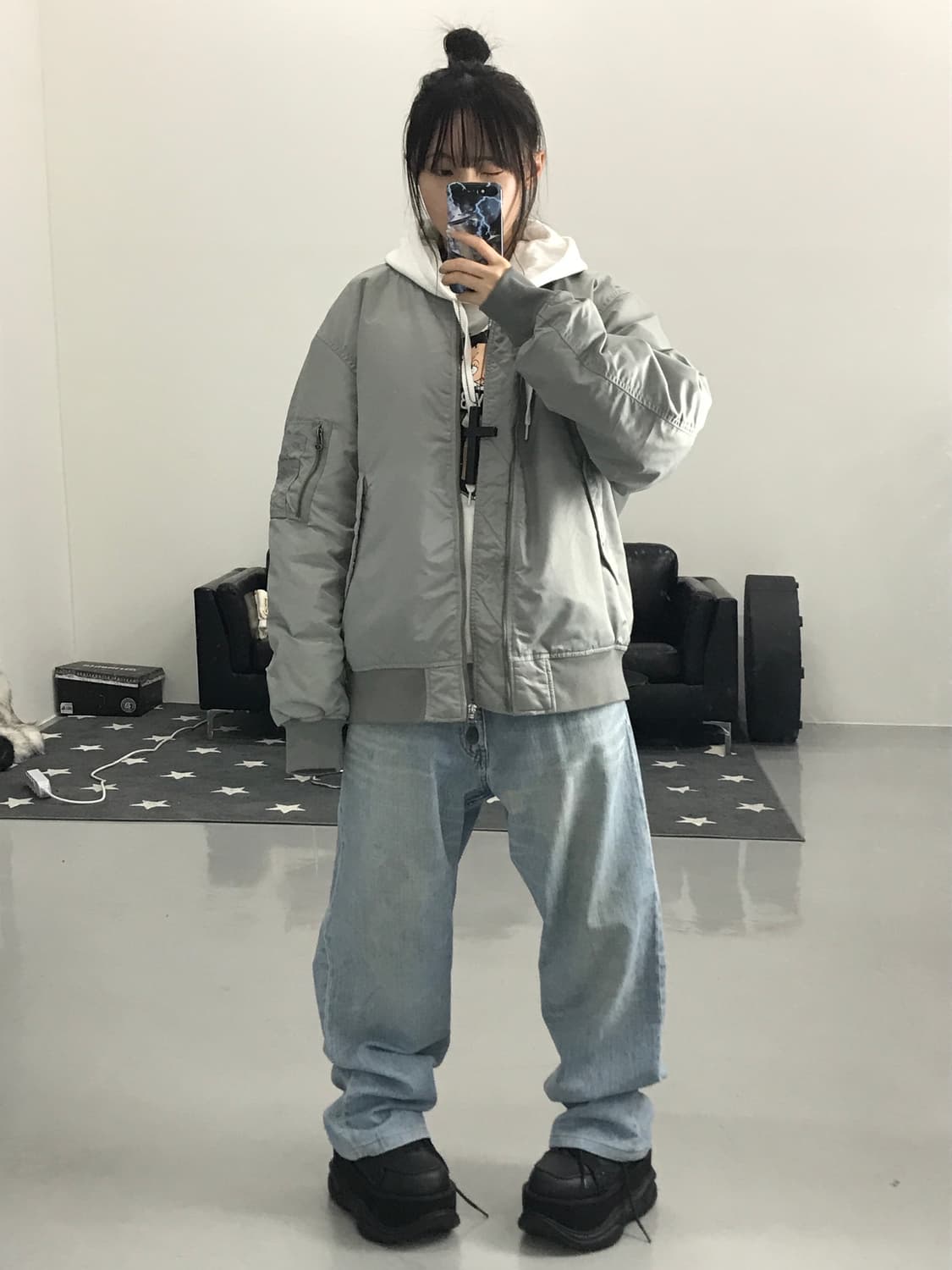  GU 카키 그레이 항공점퍼 상품이미지1