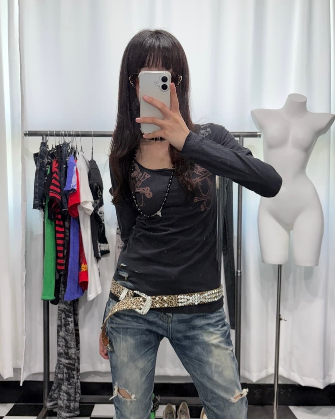 🎸블랙 스컬 프린팅 롱슬리브🎸 상품이미지3