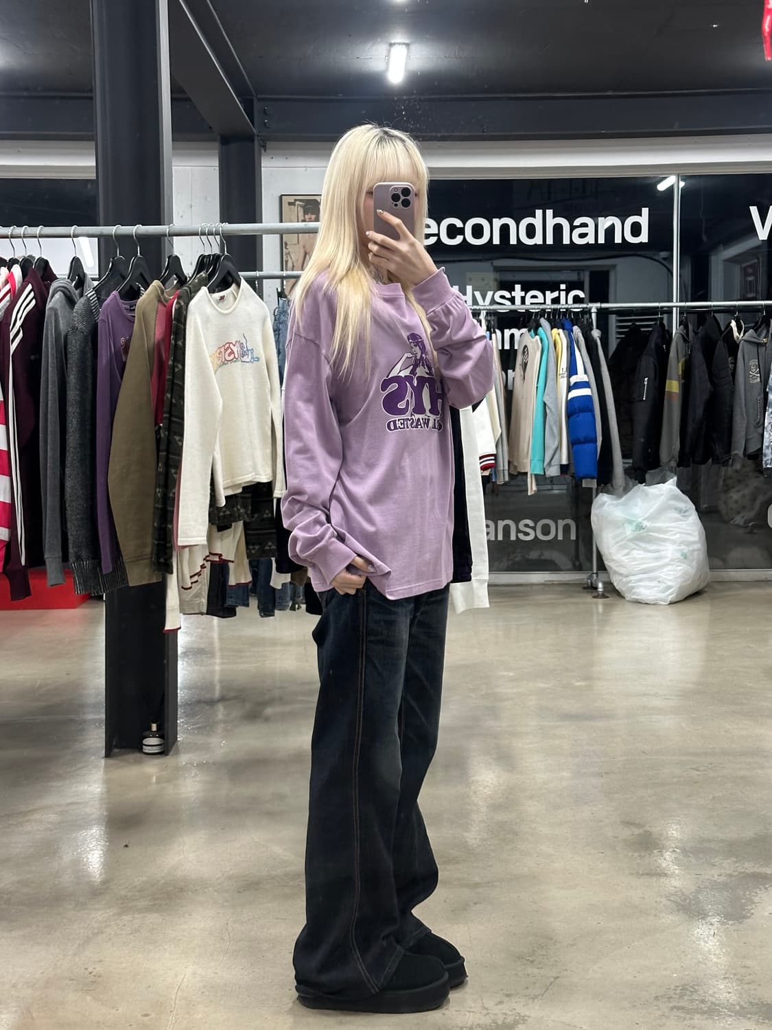 히스테릭 글래머 퍼플 롱슬리브 긴팔 티 상품이미지2