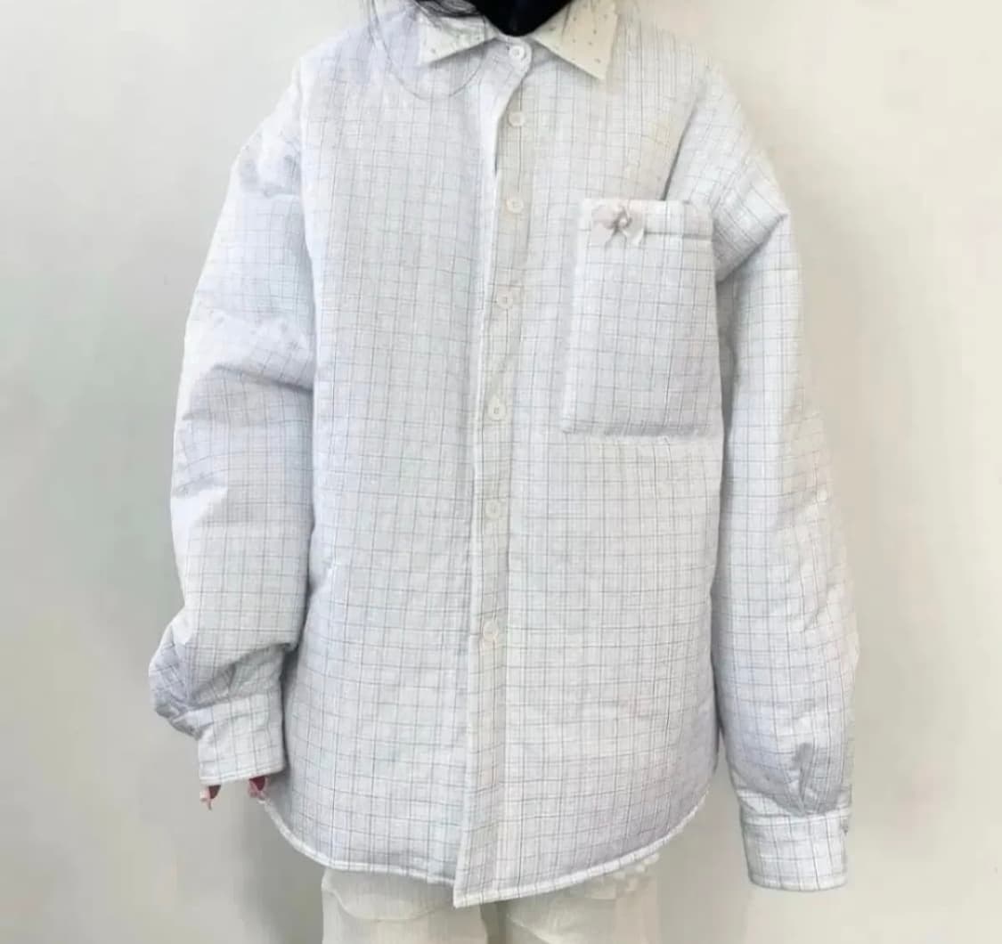 샵페어리 padded cozy pattern shirt (cream) 상품이미지3