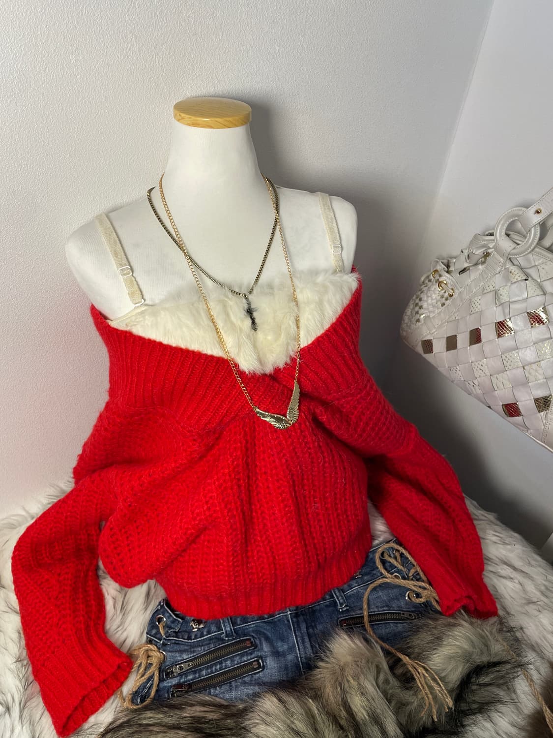 빈티지 크리스마스 니트 퍼 나시 세트 상품이미지3