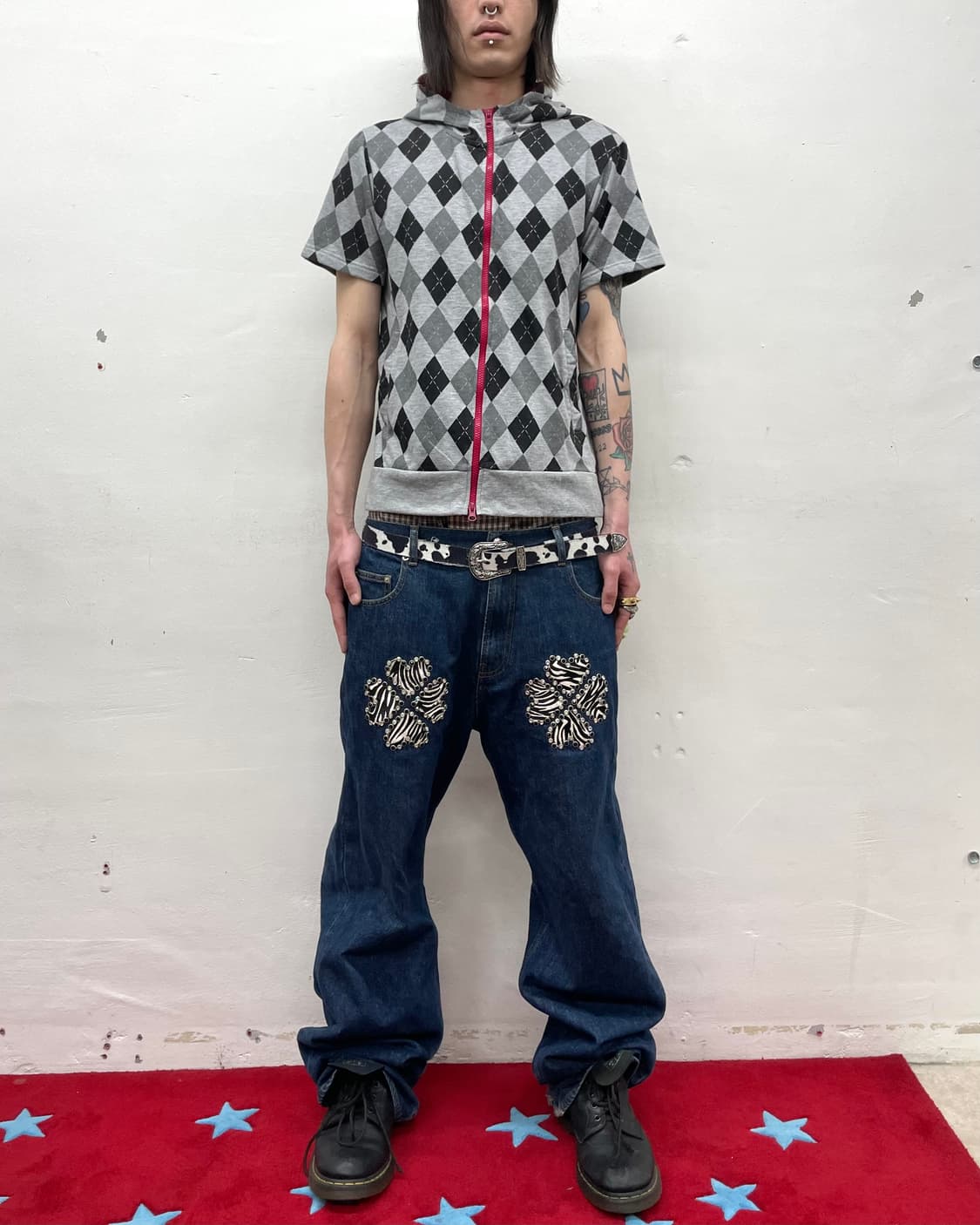 Argyle pink hoodie t-shirt  상품이미지3