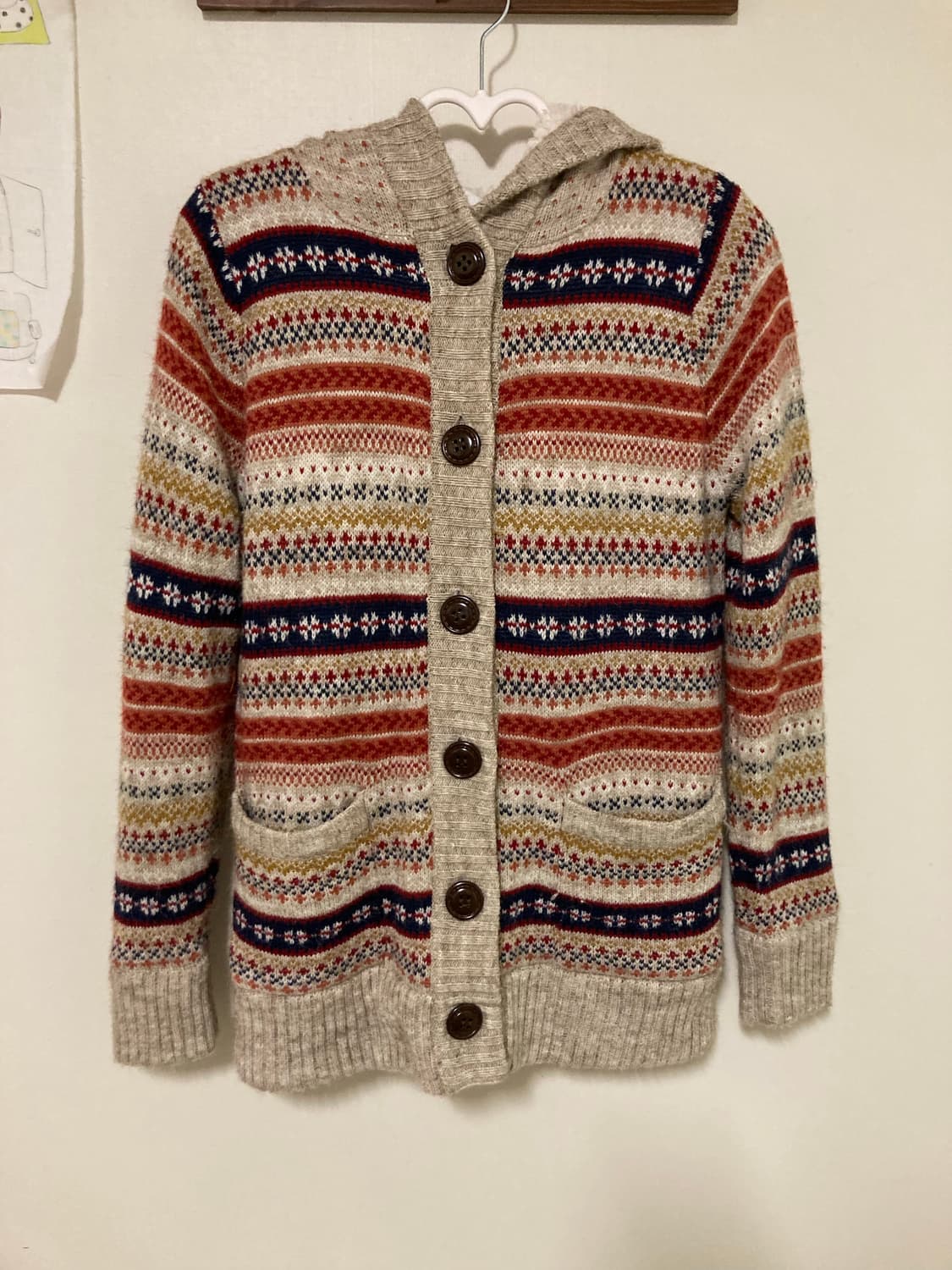 패턴 후드 양털 가디건 상품이미지7