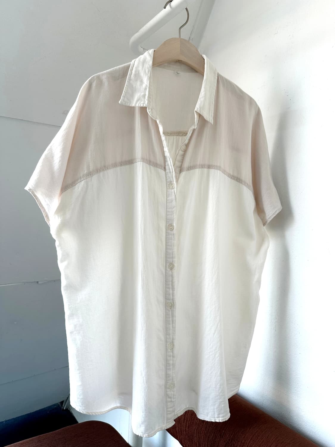 Natural cotton panel wide shirt 상품이미지3