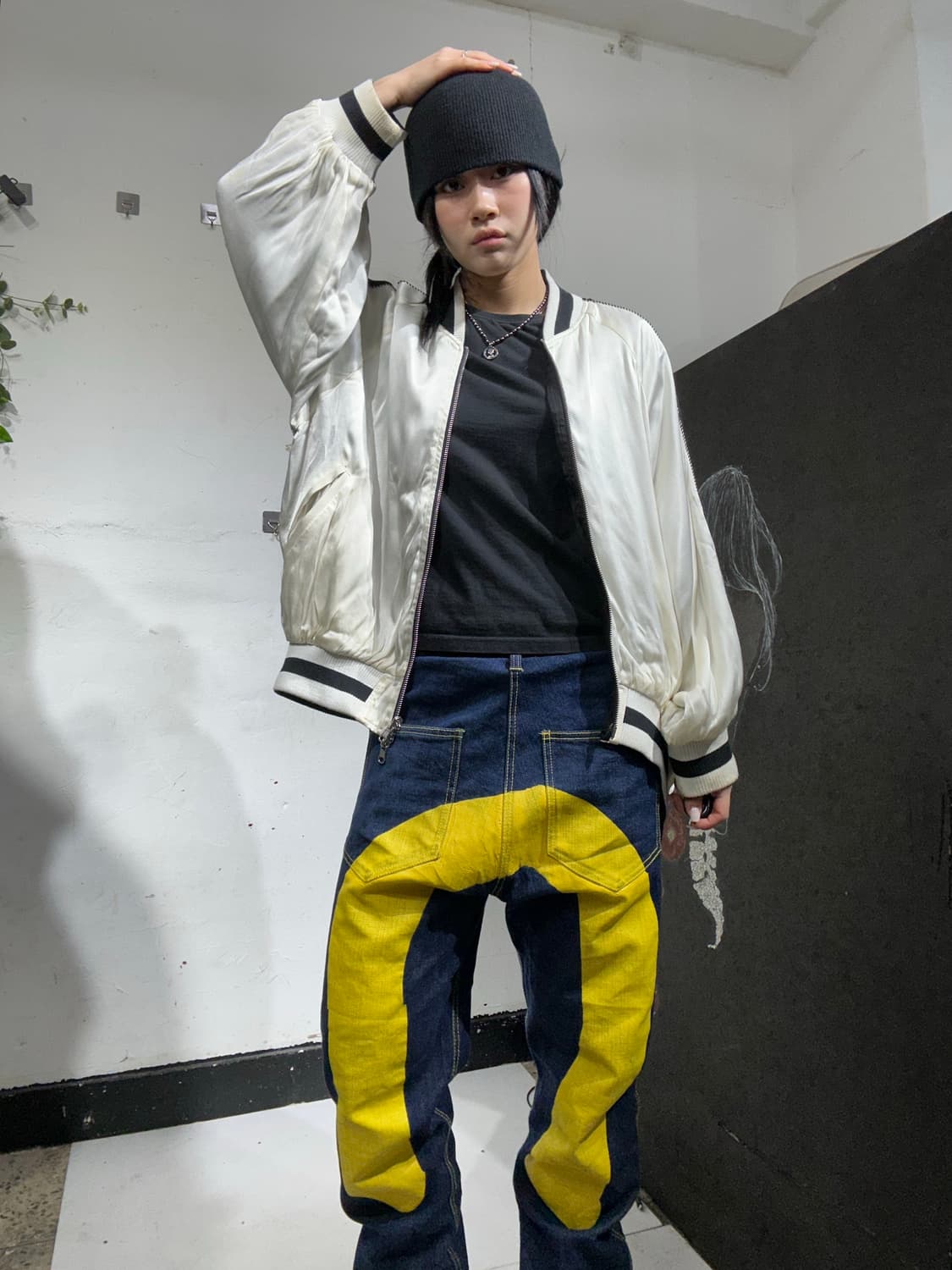 일본빈티지 대장급 화이트 호랑이 용 자수 오버핏 스카잔  L 상품이미지4