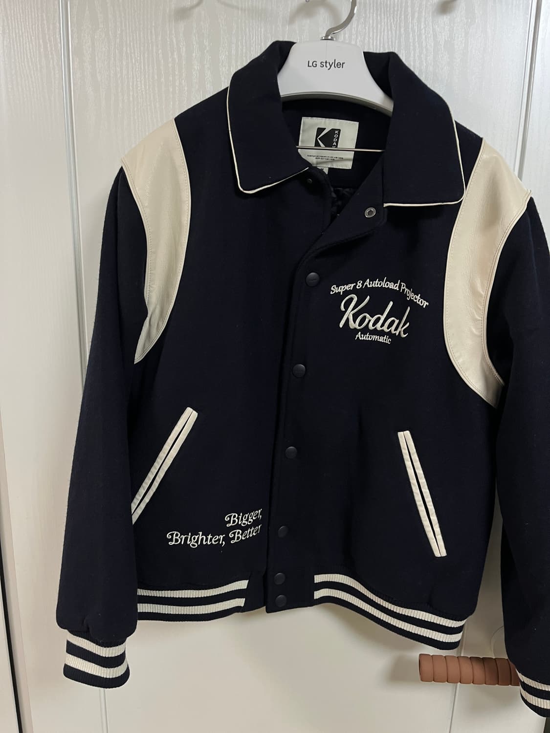 코닥 레더배색 바시티자켓 95~100 상품이미지4