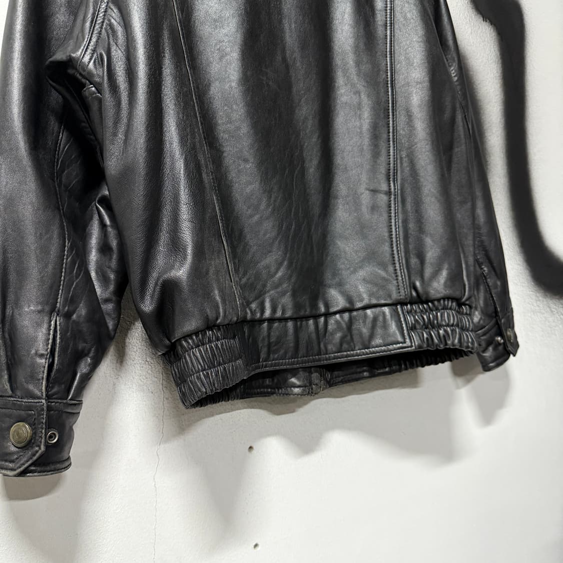 VTG 빈티지 100% 쉽스킨 리얼 레더 가죽 블루종 자켓 상품이미지6