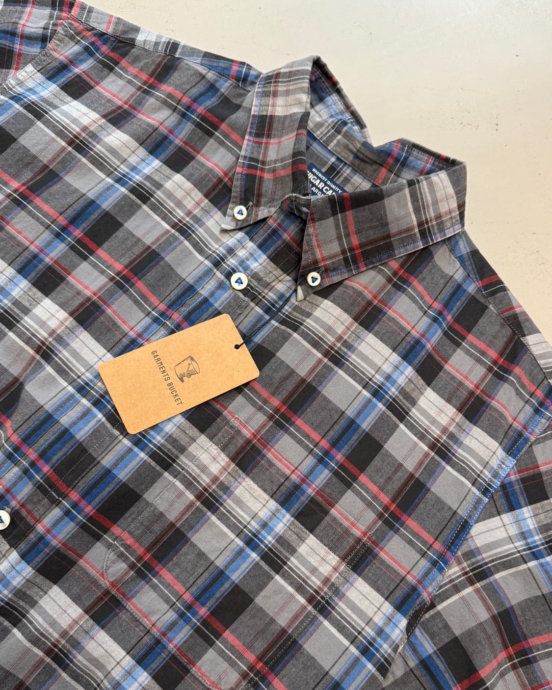 슈가케인 체크 반팔 버튼다운 셔츠 상품이미지1