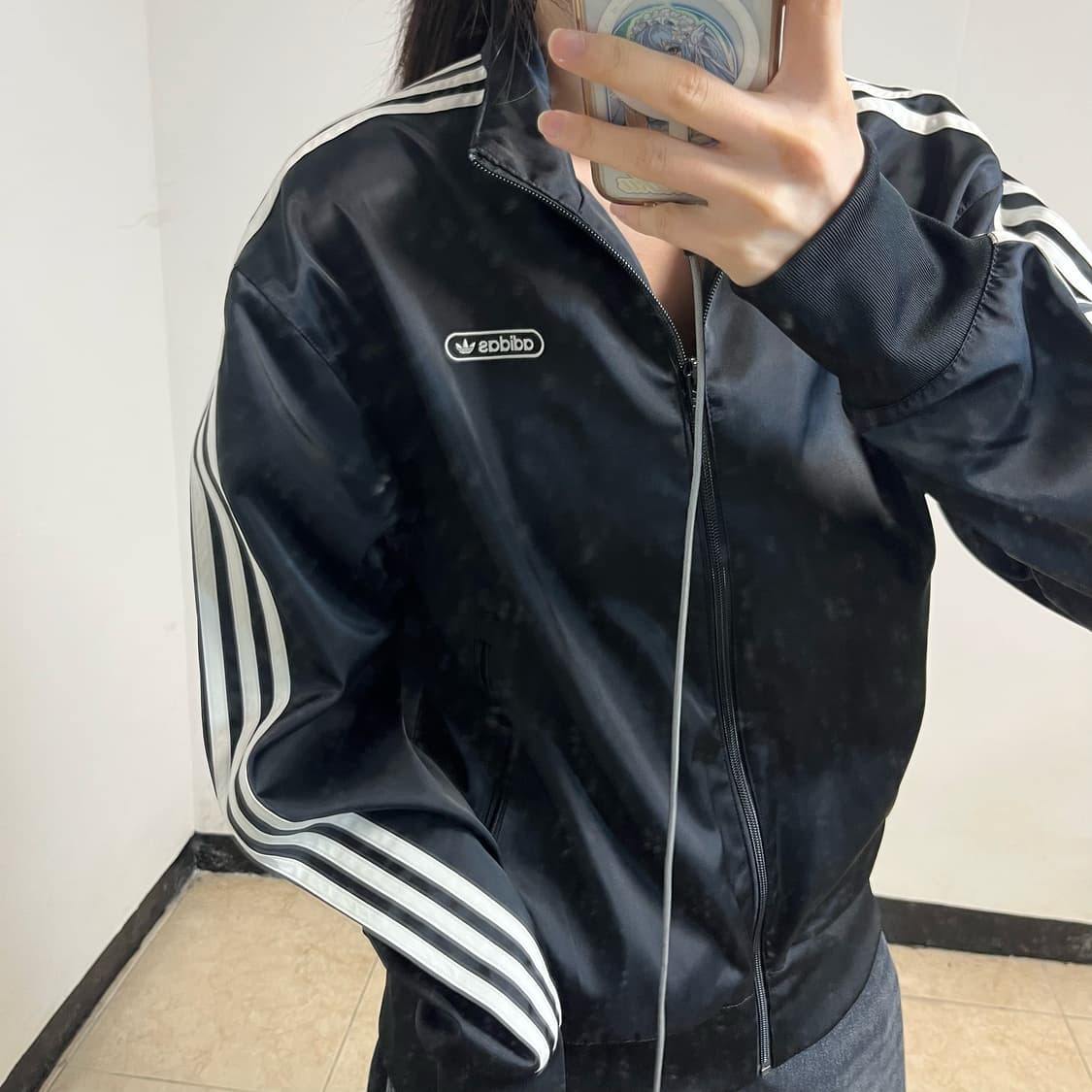 Adidas Satin Firebird Black Track Jacket 상품이미지3