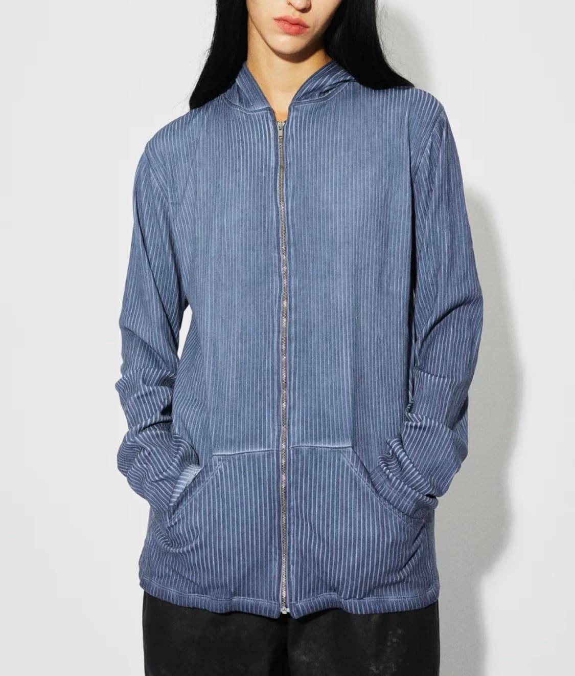 톤슬 더티 워싱 골지 집업 후드 블루 상품이미지2