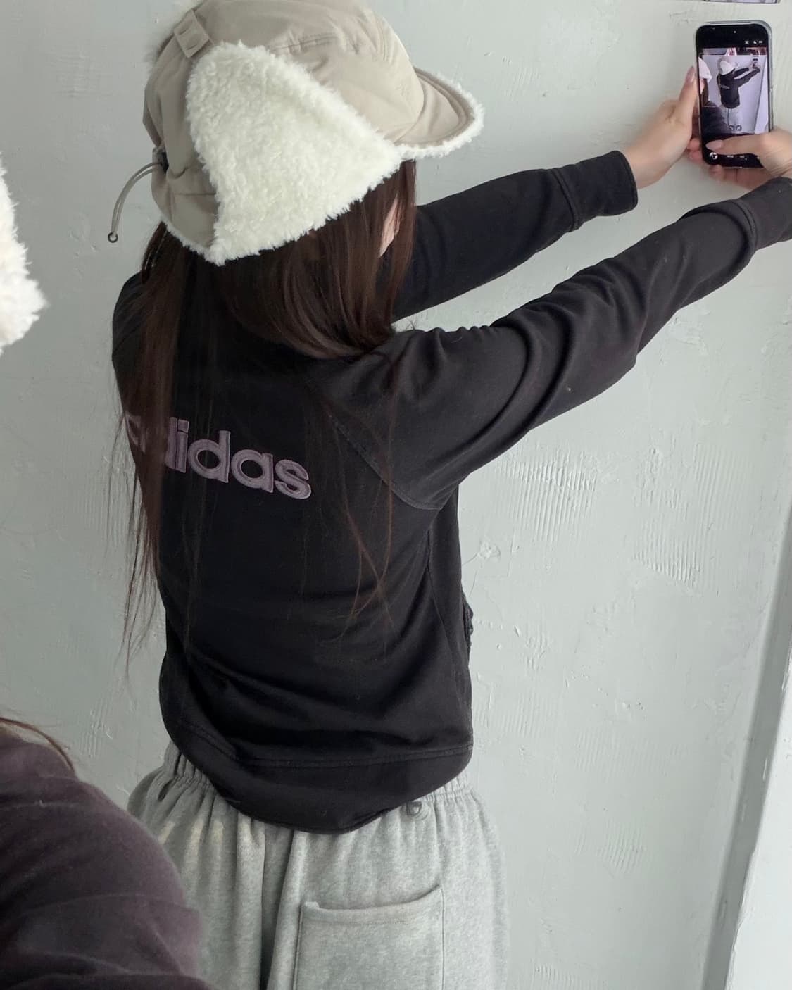 Adidas 아디다스 퍼플블랙 adidas로고 코튼 면 져지 상품이미지1