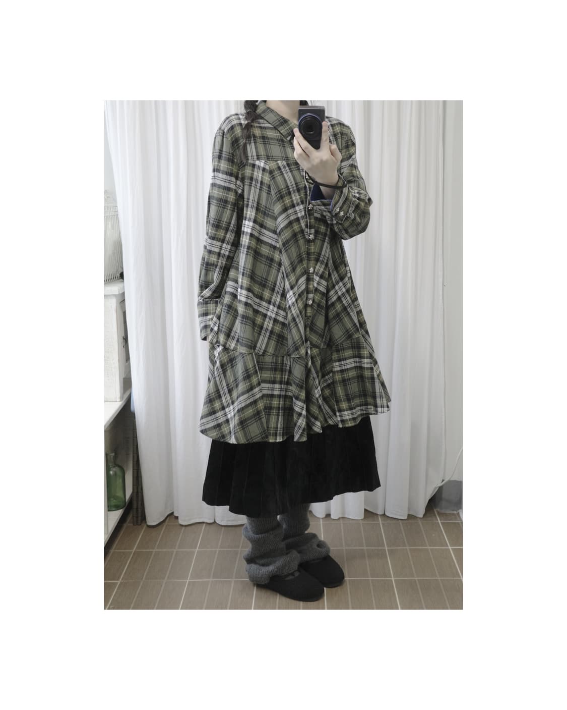 Check Frill One-piece 상품이미지1