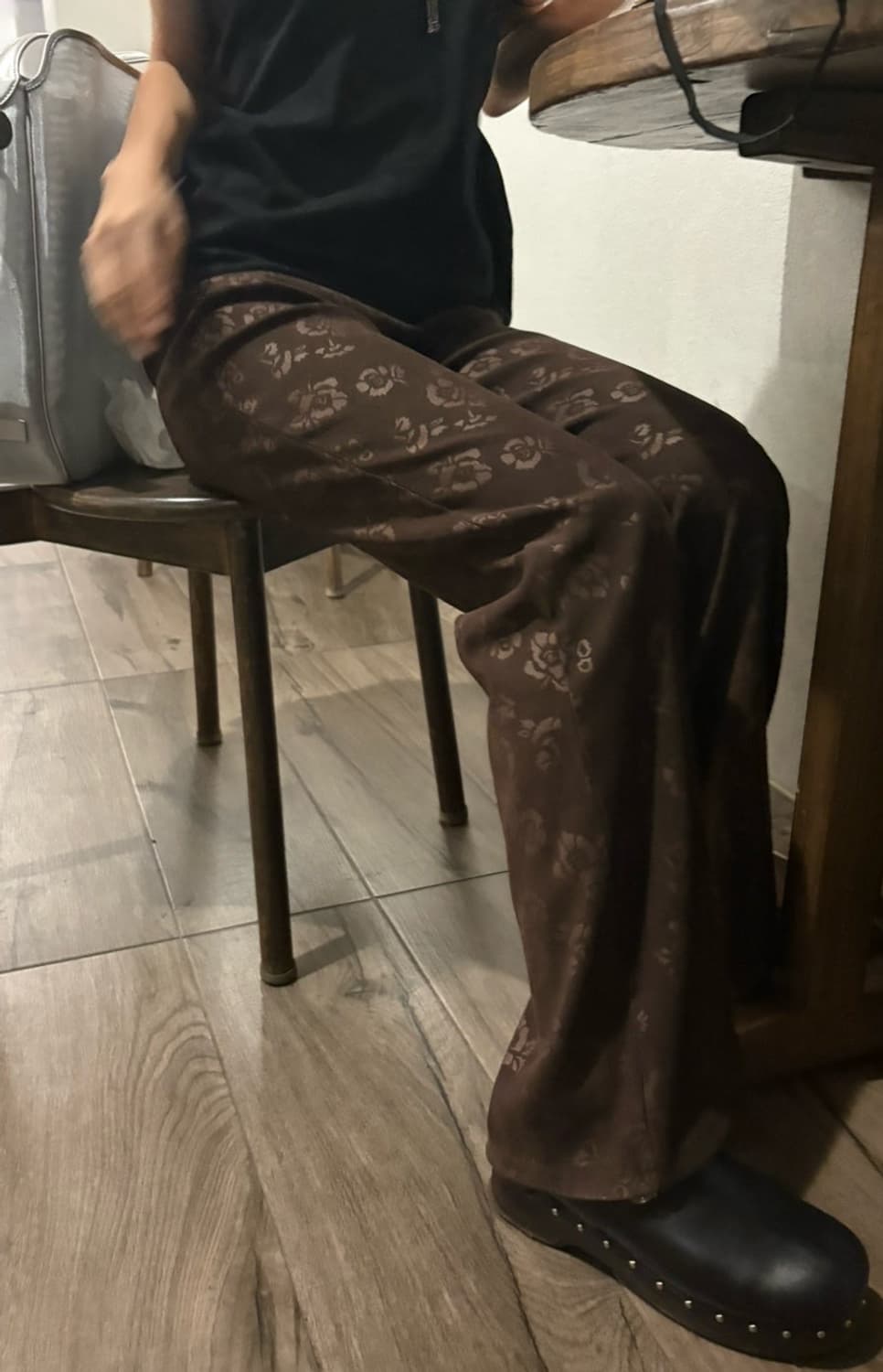 로즈 패턴 세미 부츠컷 팬츠 상품이미지3
