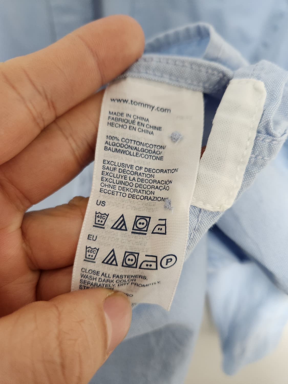 타미힐피거Tommy 블루 코튼 셔츠 2XL - S116 상품이미지5