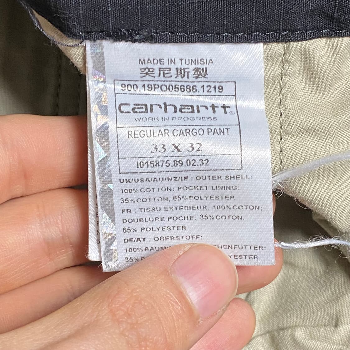 칼하트 Wip 레귤러 카고 팬츠 블랙 33x32 상품이미지6