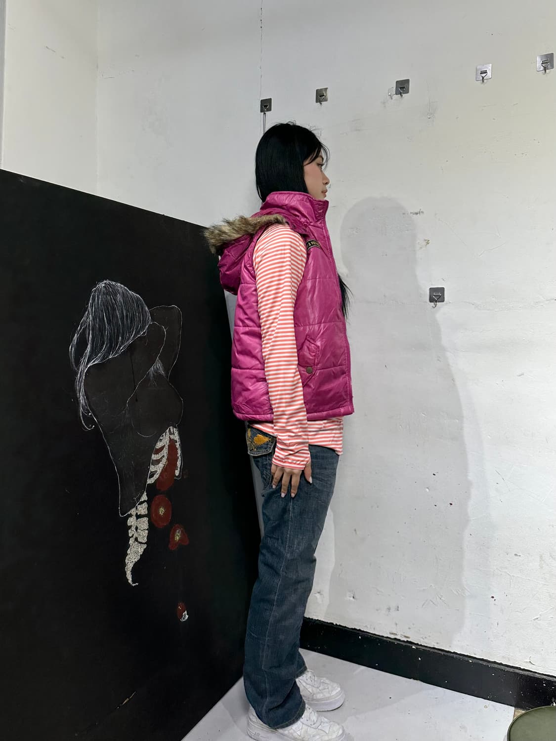 Jpn 일본빈티지 y2k 갸루 올프죠 페딩 조끼 상품이미지3