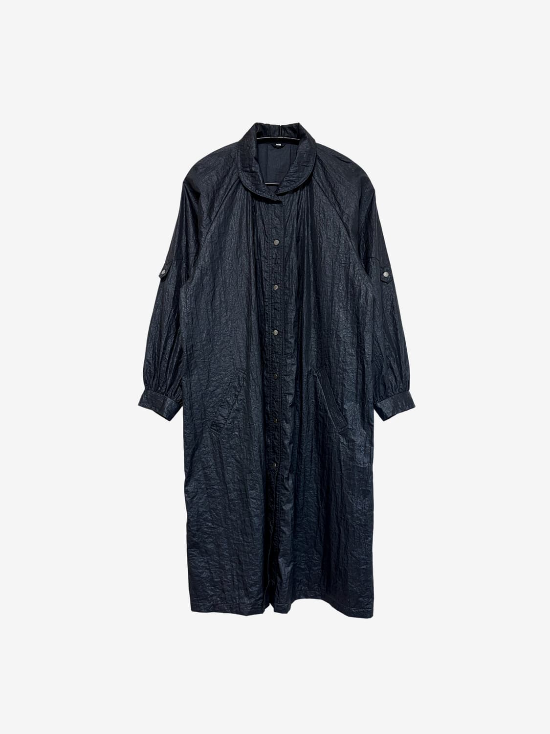 Nylon Raglan Long Coat - Black 상품이미지5