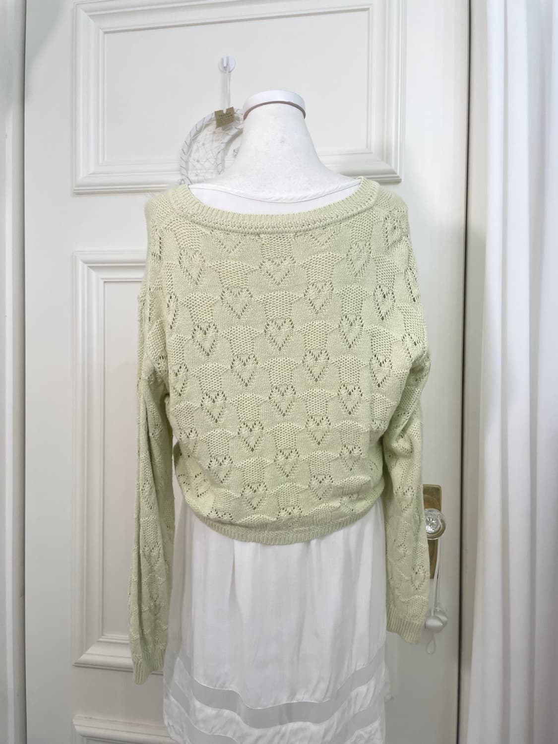 pastel green heart crochet bolero cardig 상품이미지5
