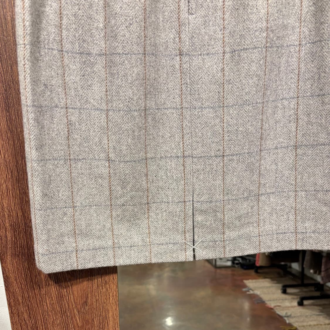 일본 빈티지 그레이 체크 벨티드 울 미디 스커트 상품이미지6