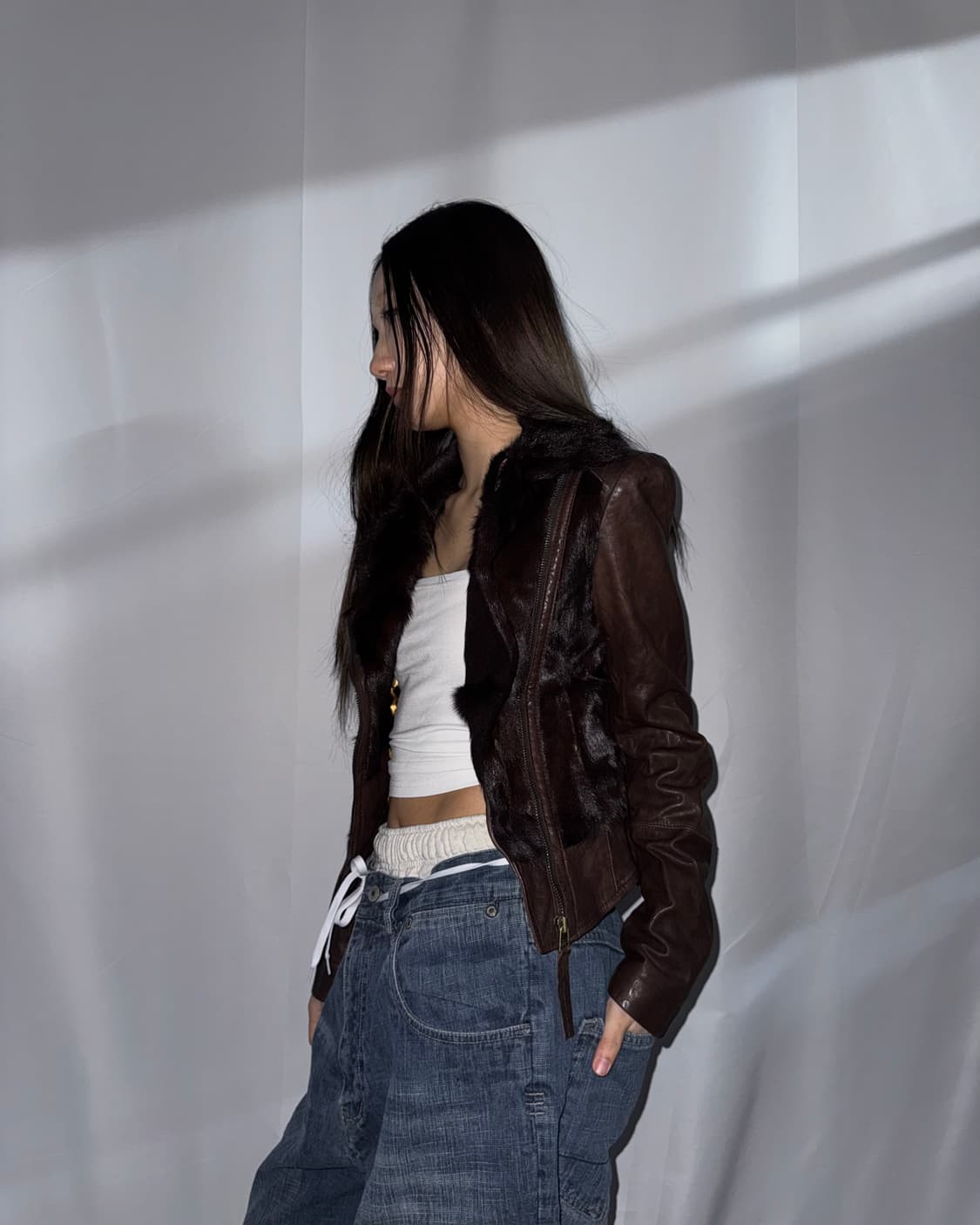 브라운 퍼 레더자켓 상품이미지6