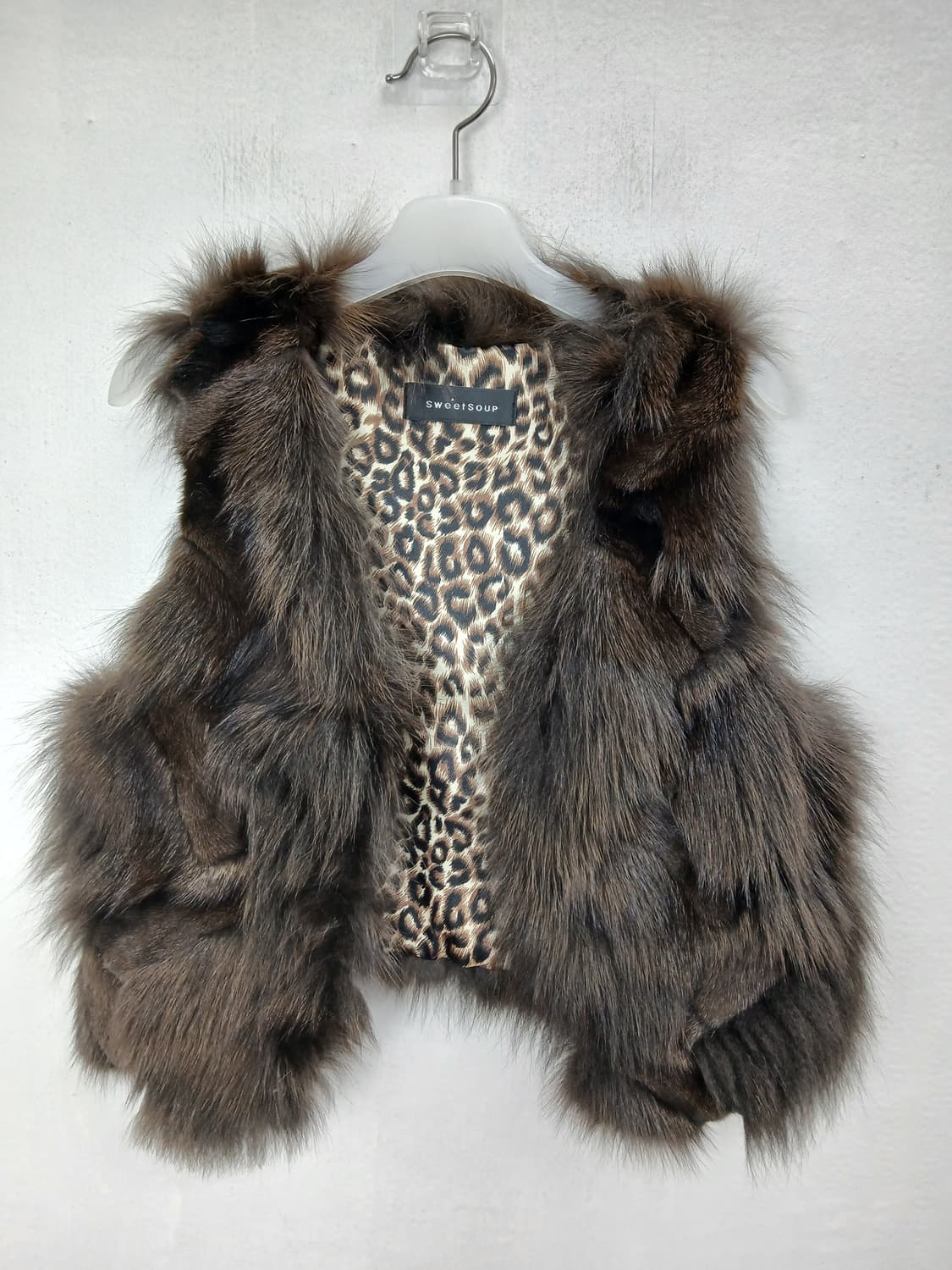 Sweet Soup 천연폭스 퍼 브라운 베스트 55 S 새제품급 상품이미지1