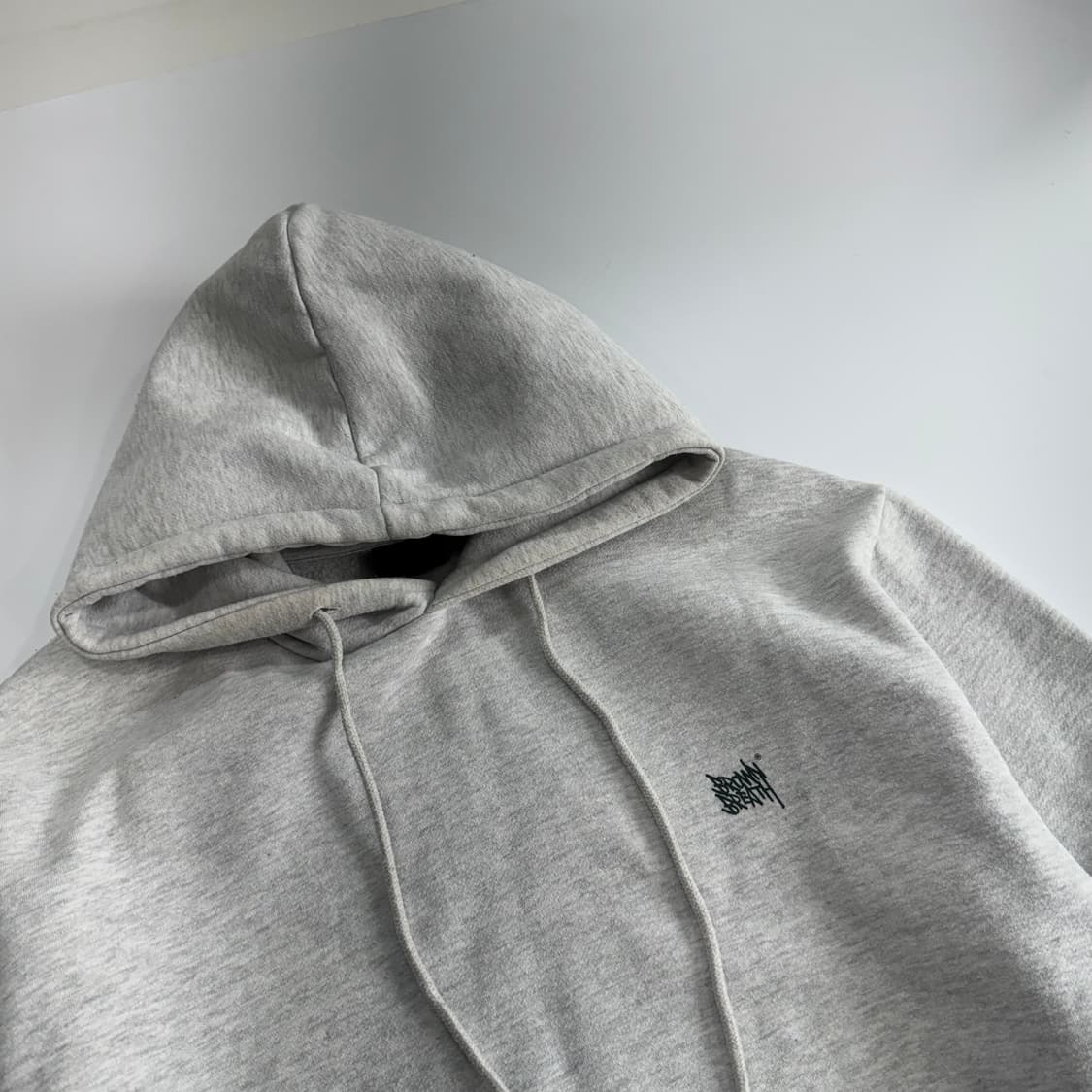 Brown Breath 브라운브레스 그린 로고 멜란지 후드티 상품이미지4