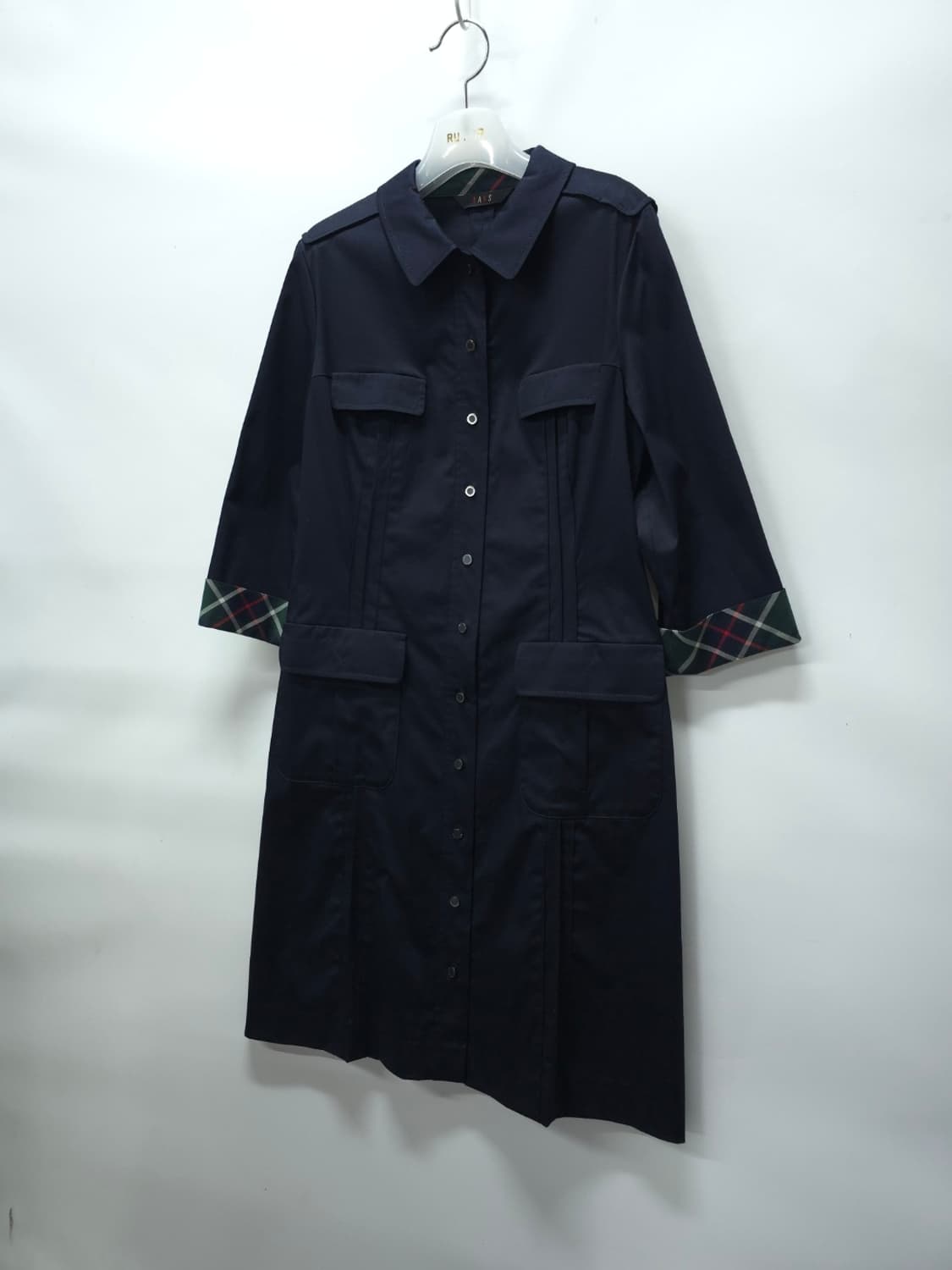 닥스 시그니처 체크 배색 네이비 셔츠형 원피스 (66~66반) 상품이미지7