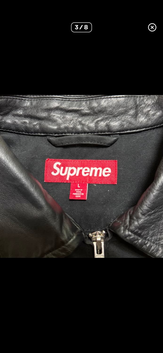슈프림 레더 칼라 유틸리티 자켓 블랙 L사이즈 상품이미지3