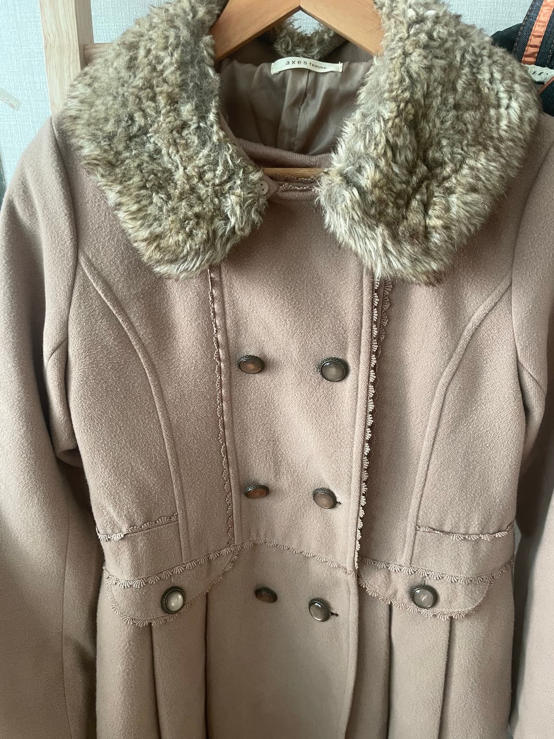 모리걸 빈티지 라떼갸루 엑시즈팜 퍼 코트 💗🤎 상품이미지3