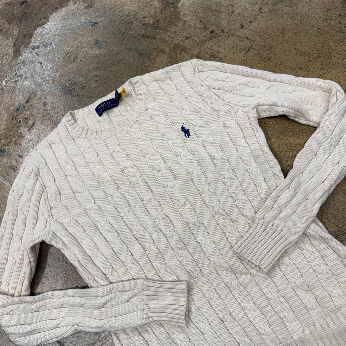 폴로 랄프로렌 크림 화이트 꽈배기 니트  상품이미지1