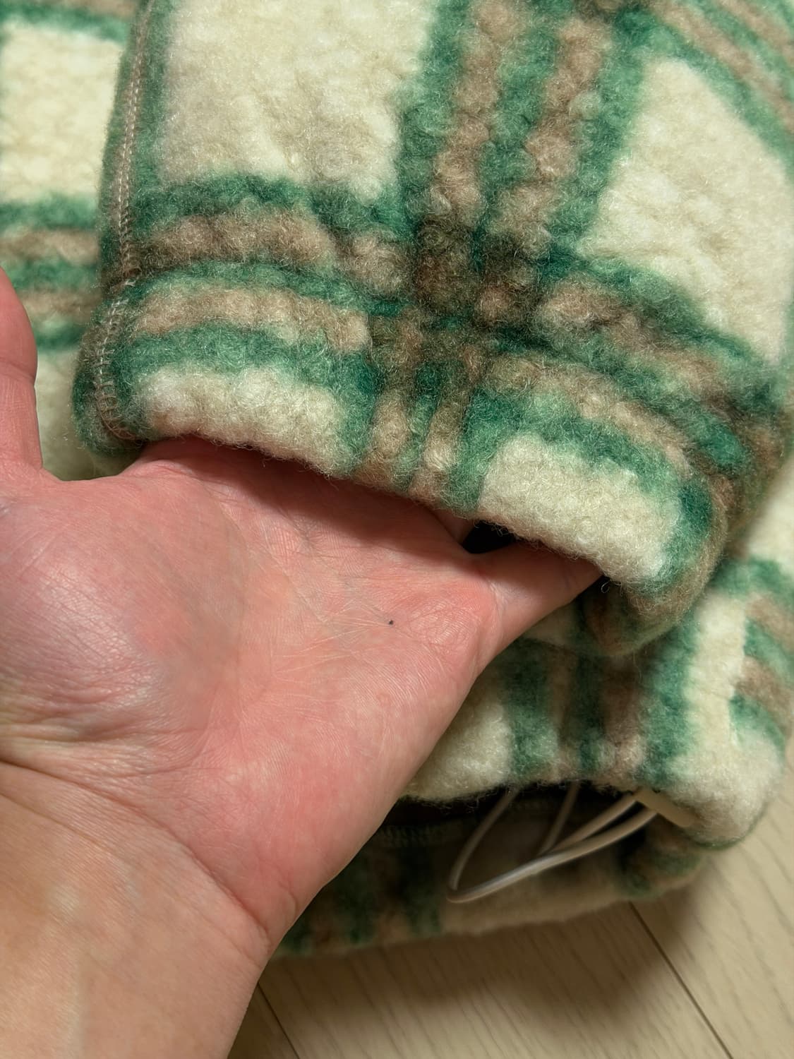 제너럴 아이디어 웜 퀼팅 체크 플리스 자켓 그린 상품이미지6