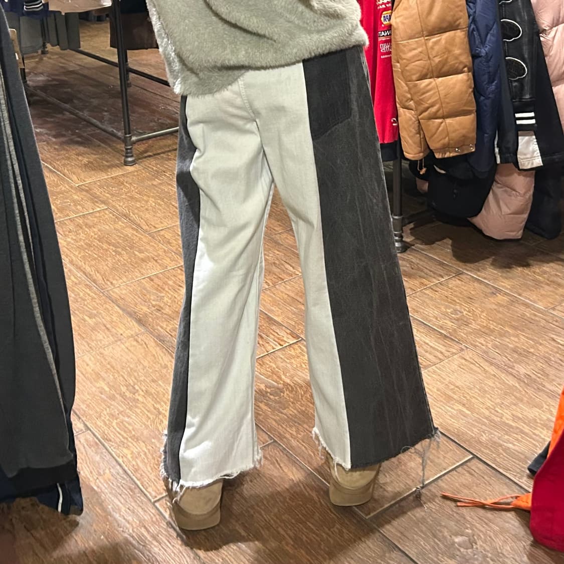 [HI] 리 투톤 와이드 데님 팬츠 상품이미지5