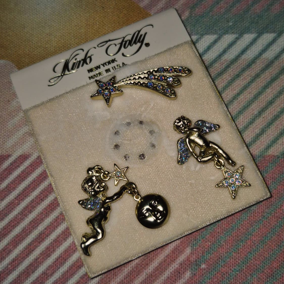 90s 미국 커크스폴리 요정 달&별 브로치 세트 상품이미지10