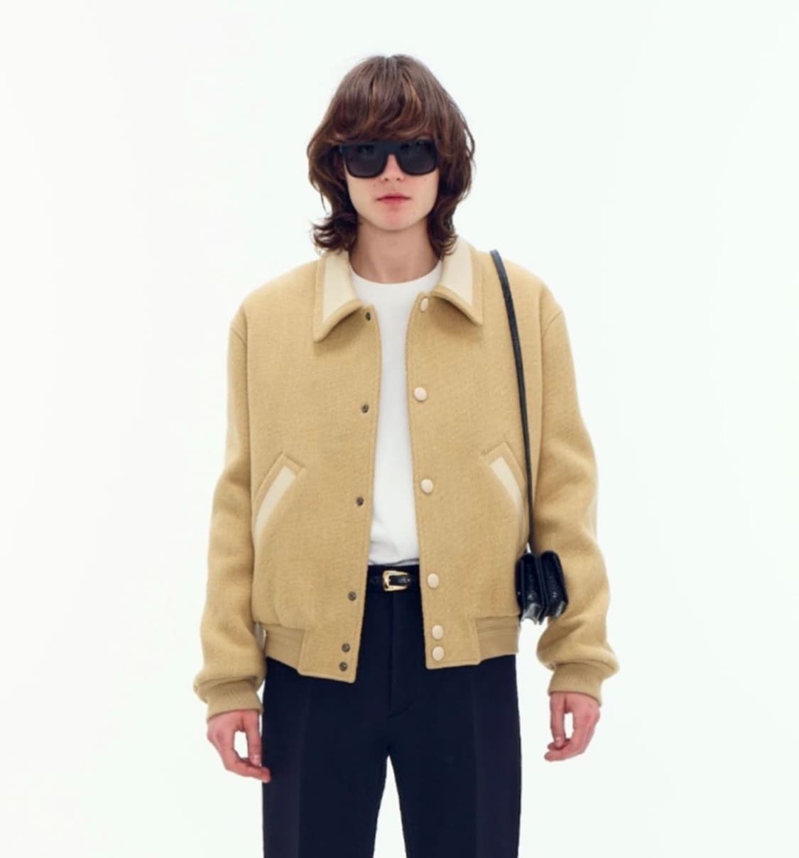 렉토 22FW 버틀러 콘트라스트 카라 울 점퍼 바시티 자켓 베이지 상품이미지1