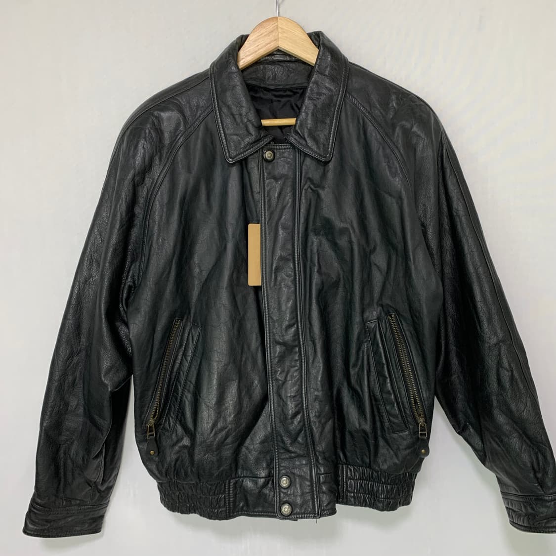 빈티지 블랙 소가죽 봄버 레더 자켓 00s 2010 남녀공용 상품이미지3
