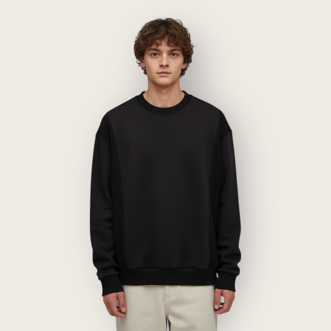 100~105/ 시스템옴므 22FW 하이브리드 니트 맨투맨 상품이미지1