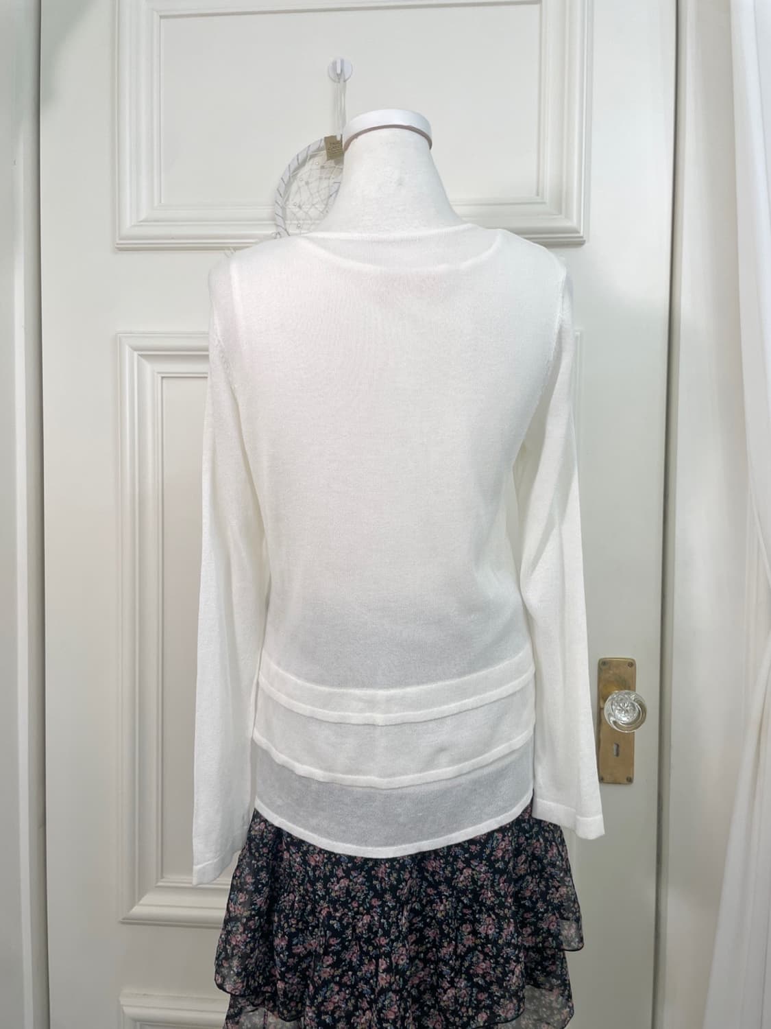 ivory crystal button pleats cardigan&bas 상품이미지5